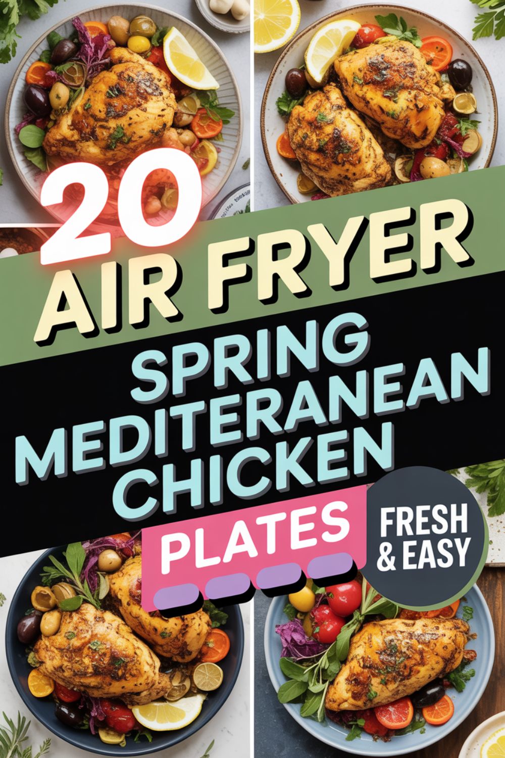 20 Air Fryer Spring Mediterranean Chicken Plates